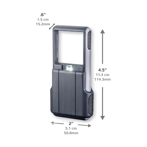 Carson MiniBrite 3x Power LED Lighted Slide Out Magnifier with Protective Sleeve (PO-25), gray - size: Single Pack