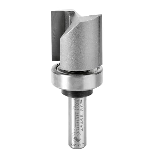 Amana Tool 45466 Flush Trim Router Bit 1 D x 1 CH x 3/8 SHK w/ Bearing - size: 1" Dia x 1" x 3/8 Sh