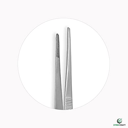 Thumb Dressing Forceps, Mulipurpose Tweezer Stainless Steel, Serrated Tip Straight 12 Inch - size: 12"