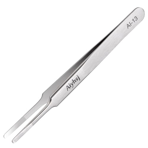 Precision Tweezer, Upgraded Flat Tip Round, High-end Stainless Steel - style: Flat Tip Round (4.72in)