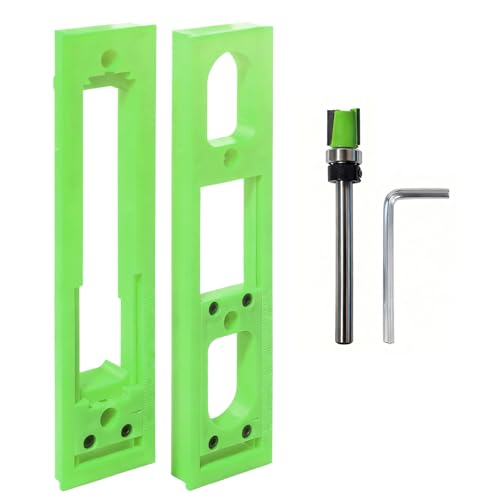 Concealed Door Hinge Installation Kit with Guide Template Jig - color: Green - 1.1 inch - 1 pcs