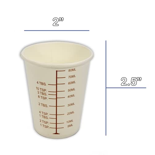 50 3oz Coated Paper Graduated Measuring Cups for Mixing Paint, Stain, Epoxy, Resin; Disposable, Recyleable, from Renewable Resource Bamboo, Wax Coated by NetSellsIt