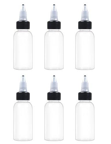 EOSAU 6 Pcs 1oz Clear Plastic Squeeze Bottles for Liquids, Twist Top Cap - color: Clear, size: 1oz 6Pack