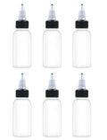 EOSAU 6 Pcs 1oz Clear Plastic Squeeze Bottles for Liquids, Twist Top Cap - color: Clear, size: 1oz 6Pack