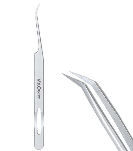 Ms.Queen Lash Tweezers for Eyelash Extensions,Professional Fine Tip 45 Degree Lash Tweezers for Volume Lash Extensions - style: 45 Degree Tweezers