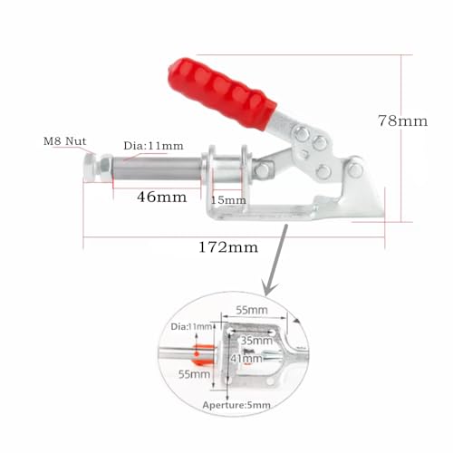 2Pack Push Pull Toggle Clamp,Holding Capacity 300Lbs,32mm Plunger Stroke Straight Line Clamp for Woodworking Welding Mold Fixed - size: 302F