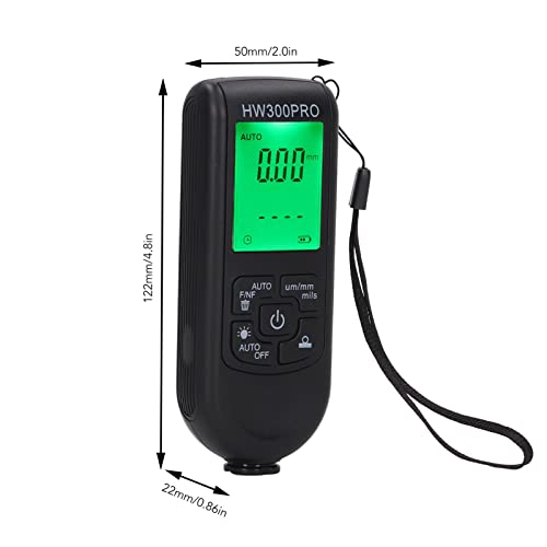 2024 Paint Thickness, Digital Coating Paint Depth with Portable Rope, Paint Thickness Meter Automatic Shutdown Function Paint Coating Meter for Outdoor (Black) - color: Black