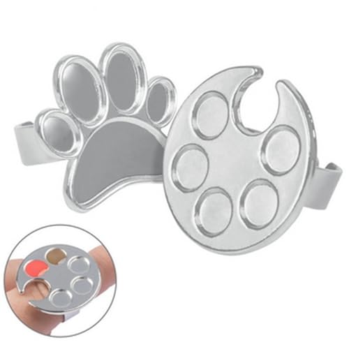 Mini Manicure Palette, 2 Pieces Metal Color Palette Rings, Nail Art Paint Tools, Microblading and Semi Permanent Makeup Supply (Foot Shape) - size: Foot shape