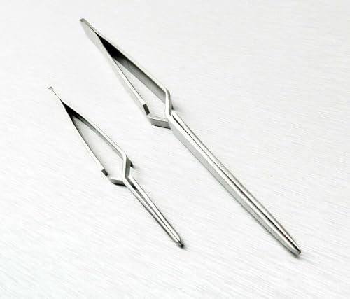 Set of 2 Tweezers Cross Lock Blunt Tips Self Locking Reverse Action Soldering By JTS