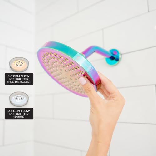 SparkPod Rain Shower Head, 6 Inch Round, Radiant Rainbow Finish - color: Radiant Rainbow, style: 6 Inch Round