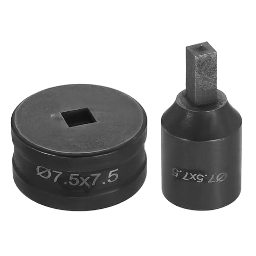 HARFINGTON Hydraulic Hole Punch Die 7.5x7.5mm Square Hole 40Cr Steel Electric Punching Kit for CH70 Electric Punching Machine, Black - size: 7.5x7.5mm