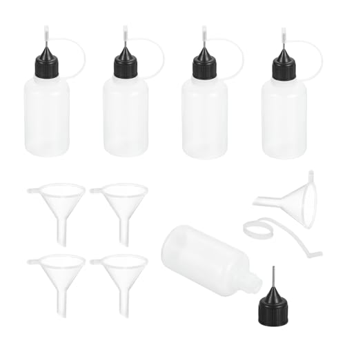 MECCANIXITY 5Pcs Needle Tip Squeeze Bottle, 30ml/1oz Glue Tip Applicator Bottles Plastic Liquid Glue Bottle for Paper Crafts, Painting, Oil, Ink(Black, with 5 Funnel) - color: Black, size: 30ml/1 oz
