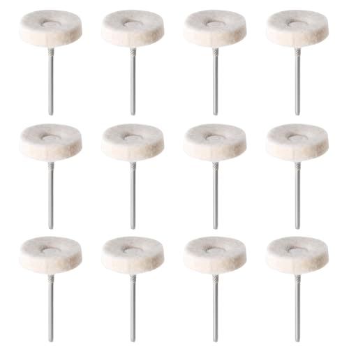 12PCS 25mm Compressed Wool Buffing Wheel, 3/32"(2.35mm) Shank - style: Compressed Wool Felt