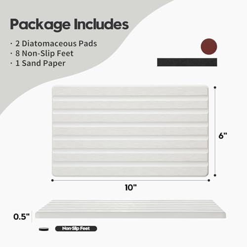 Razborci 2PCS Water Absorbing Stone Drying Tray Mat for Bathroom Sink & Kitchen Counter Organizer, Quick Dry Dish Soap Dispenser Sponge Holder, Vanity Sink Caddy, Drink Bar Coaster, White - 10"*6" - color: 2 Pack - White, size: 10" x 6"