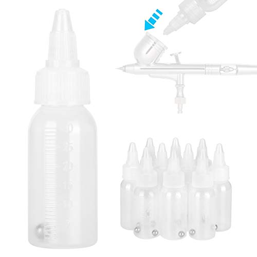 Ranvo Plastic Jar Bottles, 30ml Empty Airbrush Bottles with Scale for Adding Pigment