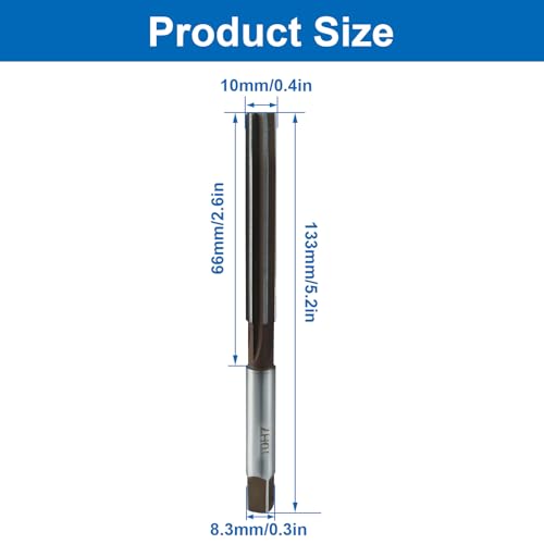 Hand Reamer Tool, 10mm H7 Metric Reamer Drill Bit with 6 Straight Flutes for Metal & Woodworking Applications - size: 10mm