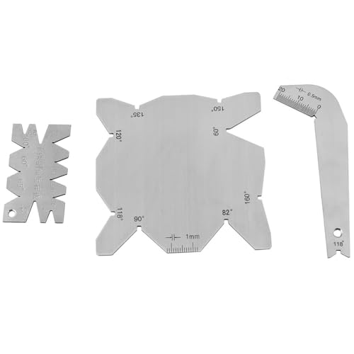 3Pcs Angle Gauges Set Stainless Steel - 118° Drill Sharpener Tool, 60-160° Angle Measuring Gage Hand Measure Tools with Case