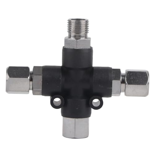 1/8 Inch BSP 3-Way Airbrush Hose Manifold Splitter,Black Air Hose Fitting Connector for Mini Compressor Spray Painting