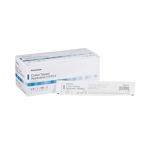 McKesson Cotton Tipped Applicator, Long Sterile Medical Swabs, 6 in, 100 ct - size: 6 Inch (Pack of 1)
