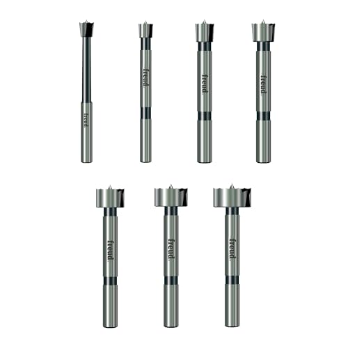Freud PB-107B: 1/4" to 1" (Dia.) 7 Pcs. Forstner Bit Set - style: B Precision Shear 7 Piece 1/4 Inch to 1-Inch Serrated Edge Forstner Drill Bit Assortment