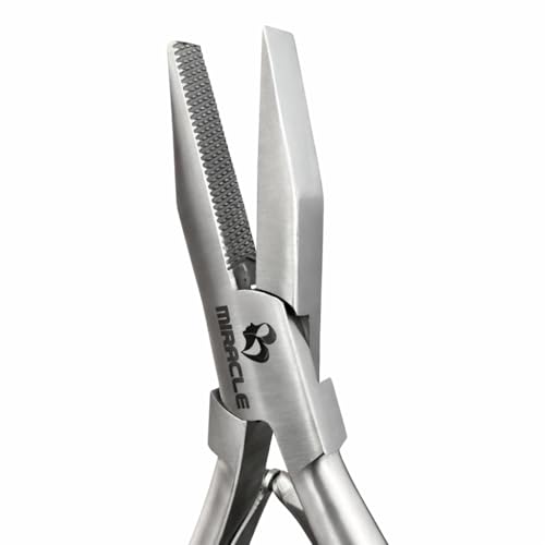 Hair Extension Plier for I Tip & K Tip – 7 Inch Flat-Tip Fusion Bond Precision Tool with Textured Grip Jaw for Keratin and Bead Extension Placement, Professional Salon-Grade Pliers By MIRACLE - size: 7" Blue