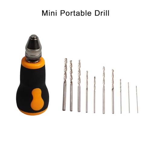 Micro Mini Hand Drill with 10 Pcs Twist Drill Bits, Mini Portable Tool Set, Small Hand Drill for Model Jewelry Crafts Resin 0.8‑3.0mm
