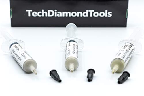 TechDiamondTools Diamond Polishing Paste Kit — 3 Grits (1200, 2000, 4000) | USA Made | Oil-Based Syringes | Progressive Polishing Set for Metal, Glass, Gemstone, Knife, Jewelry | 50% Diamond Powder - size: 1200 2000 4000 Grit, style: High 50% concentratio