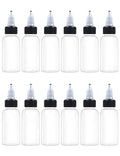 EOSAU 12 Pcs 1oz Clear Plastic Squeeze Bottles for Liquids, Twist Top Cap - color: Clear, size: 1oz 12Pack