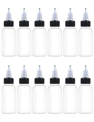 EOSAU 12 Pcs 1oz Clear Plastic Squeeze Bottles for Liquids, Twist Top Cap - color: Clear, size: 1oz 12Pack