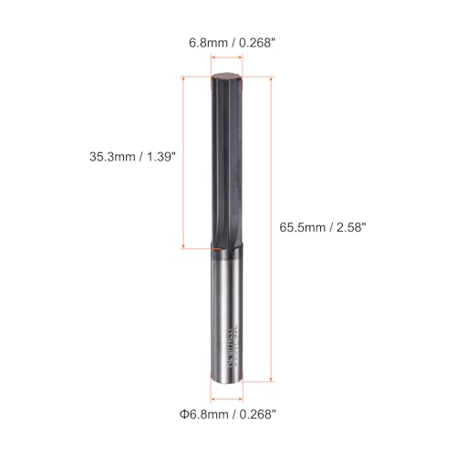 HARFINGTON Carbide Chucking Reamer 0.268"(6.8mm) Dia Straight Flute Straight Shank Machine Reamer Tool for Metal and Lathes CNC Machining Centers, Black - size: 0.268"