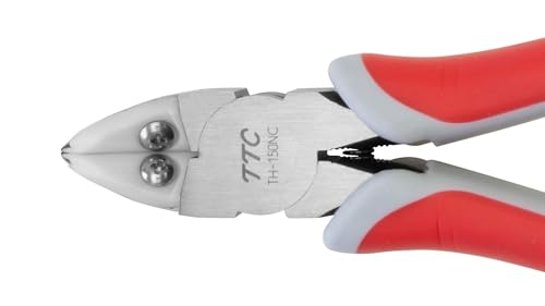 Tsunoda TH-150NC Flush Cutters for Zip Ties and Soft Wire, Wire Cutters with Lead Catcher for Clean, Safe Trimming, 6-Inch - size: 150mm