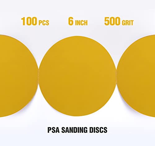 6 Inch Sanding Disc Self Stick 500 Grit PSA Sanding Discs 100 PCS Aluminum Oxide Adhesive Backed Sandpaper - style: 500 Grit