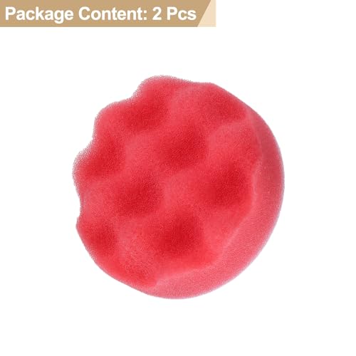 HARFINGTON 2pcs Buffing Sponge Pads 3" Polishing Wheel Waffle Finishing Grip Pad Car Buffer Polisher with Hook and Loop Back for Car Detailing Polishing Waxing, Red - color: Red, size: 3"