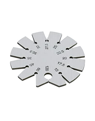 QWORK Bevel Gauge, Stainless Steel Axe Angle Gauge Round Shape Knife Angle Finder 15-120 Degree for Measuring Knife Angle