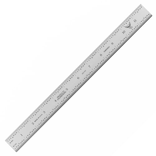 PEC Tools Metal Ruler, 12"/300mm, Made in USA - color: Carbon Steel-Rigid, size: 12"/300mm