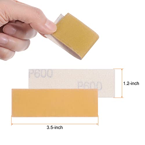 HARFINGTON 50pcs Micro Sander Paper 600 Grit 3.5x1.2 Inch Mini Sanding Sheets Strips Hook Loop Sandpapers for Wood Metal Small Projects Tight Spaces Polish Work