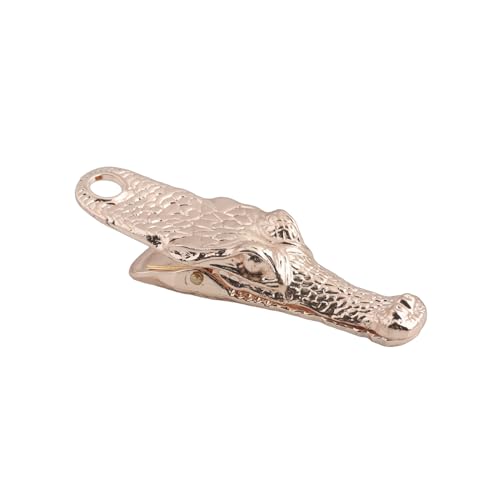 Vintage Crocodile Head Journal Clip - 3.4 Inch Heavy Duty Alligator Metal Book Clip Pin, Solid Decorative Bookmark Paper Organizer Notebook Holder Planner for Home Office Desk - color: Small Pink Clip