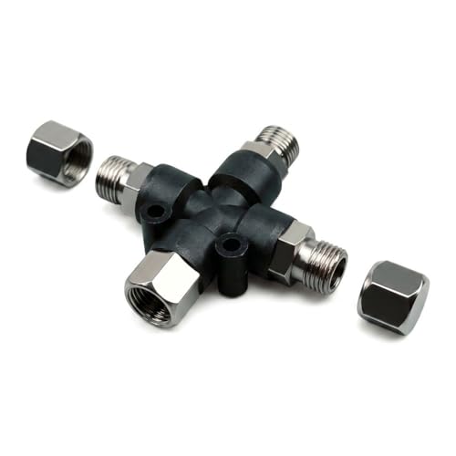1/8 Inch BSP 3-Way Airbrush Hose Manifold Splitter,Black Air Hose Fitting Connector for Mini Compressor Spray Painting