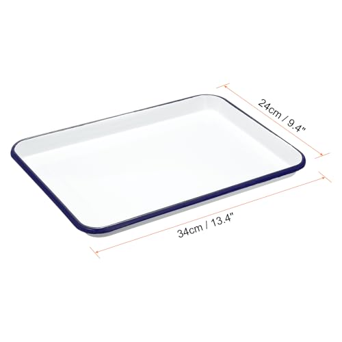 HARFINGTON Butcher Tray Palette 13.4" x 9.4" Metal Triple Enamel Coated - size: 13.4" x 9.4"
