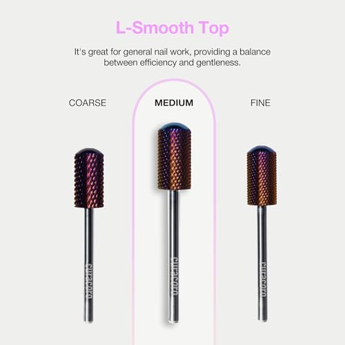 Curacoro Nail Drill Bits 3/32'' L-Shaped Smooth Top Carbide Bit (Medium) - color: Galaxy - L-Smooth Top, size: Medium