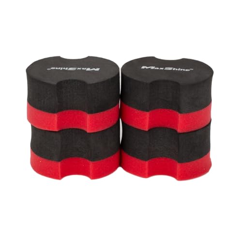 Maxshine Wax Applicator Pad | 2.9 Inch, Grey & Red, EVA Dual-Layer Foam | Ergonomic Grip, Scratch-Free, Washable | for Car Wax, Sealant & Dressing Application
