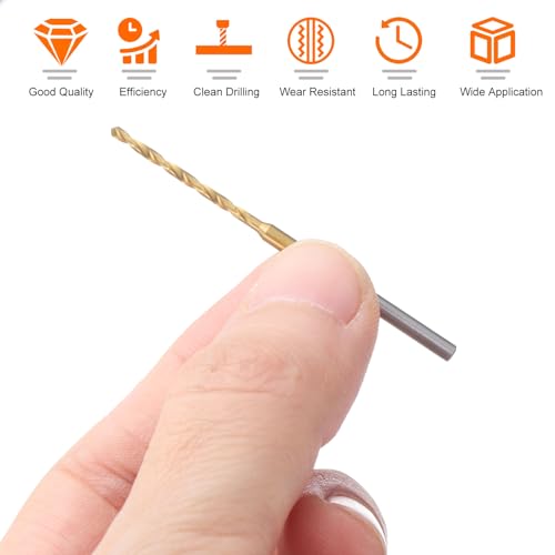 uxcell 8Pcs 1.8mm Mini Twist Drill Bit, Micro Engraving Drill Bits High-Speed Steel 2.35mm Shank Titanium Coated for DIY Resin, Amber and Wood - size: 1.8mm