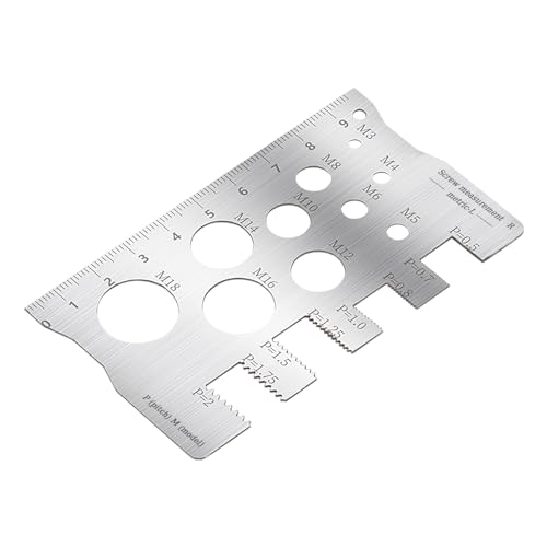 Stainless Steel Double-Sided Bolt Gauge Card,Thread Measuring Tool,Metric Thread Checker Portable Bolt Sizing Tools for Mechanics, Engineers, DIY Projects