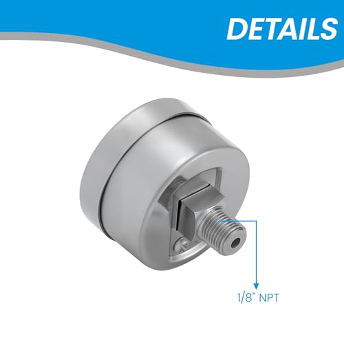 0-15 Psi Low Pessure Gauge 1.5" Dial Size, 1/8" NPT Thread, Stainless Steel Case & Copper Internals - for ATV Tires, Steam Boilers, Air Compressors, HVAC Systems, 2-Pack - size: 1-1/2" SS 1/8" NPT 0-15psi