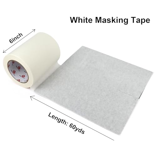 BOMEI PACK Wide Painters Tape 6 Inch, Crepe Paper General Purpose Wide White Masking Tape, 55 yds Length, Multi-Surface Adhesive Painting Tape, for Painting, DIY, Arts, Crafts, Labeling - size: 6 inches x 55 Yards