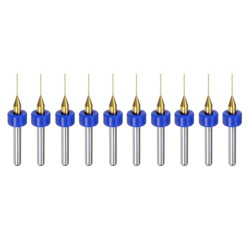 uxcell 10pcs PCB Drill Bits 1/8" Shank 0.5mm Titanium Coated Carbide Micro Twist Mini Drill Bits Set Rotary Drilling Tool for Print Circuit Board Jewelry CNC Engraving - size: 0.5mm