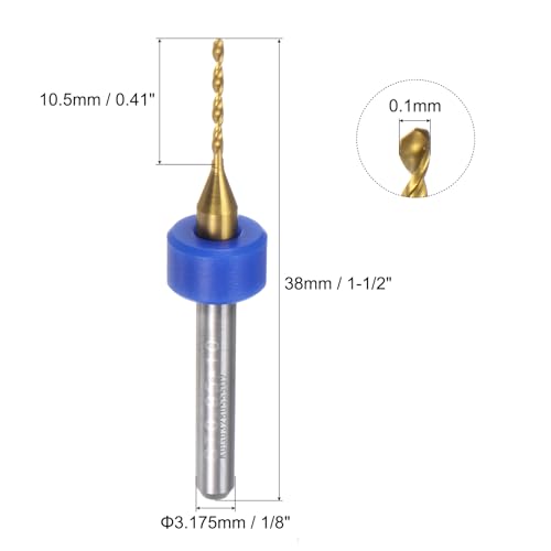 uxcell 10pcs PCB Drill Bits 1/8" Shank 1mm Titanium Coated Carbide Micro Twist Mini Drill Bits Set Rotary Drilling Tool for Print Circuit Board Jewelry CNC Engraving - size: 1mm