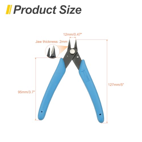 HARFINGTON 5pcs 5" Flush Cut Pliers Small Precision Wire Cutter Side Cutter Diagonal Cutting Pliers for Jewelry Model Electronic 3D Print, Light Blue - color: Light Blue