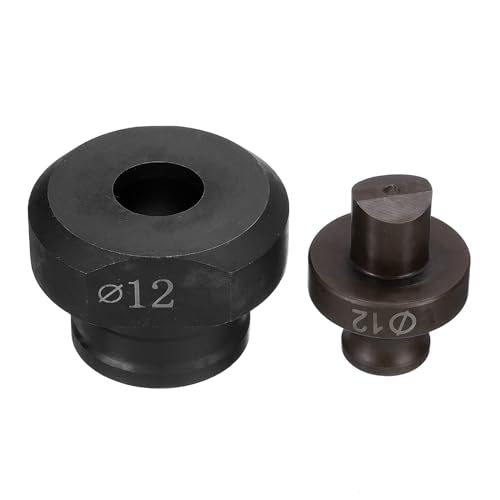HARFINGTON Hydraulic Hole Punch Die 12mm Precise Round Hole Electric Punching Kit for MHP-20 JP-20, Burgundy & Black - size: 12mm