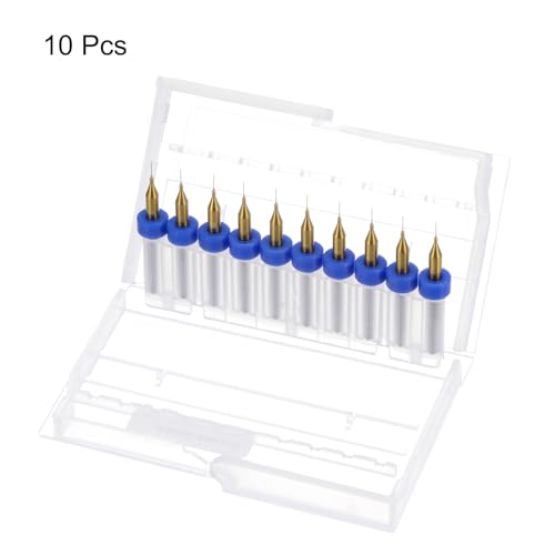 uxcell 10pcs PCB Drill Bits 1/8" Shank 0.2mm Titanium Coated Carbide Micro Twist Mini Drill Bits Set Rotary Drilling Tool for Print Circuit Board Jewelry CNC Engraving - size: 0.2mm